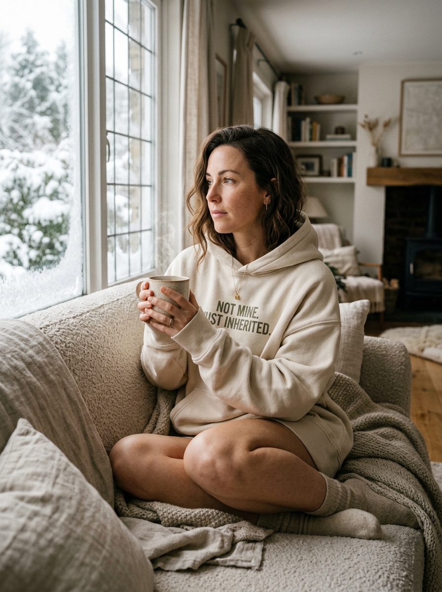 Woman wearing pampering winter hoodie